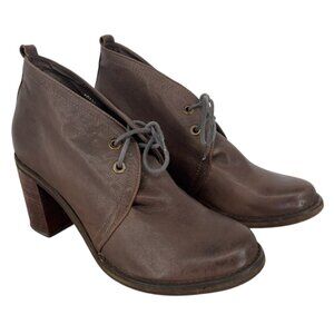 Jeffrey Campbell Handmade Ibiza Last Boxxy Lace Up Block Heel Booties Brown-9.5
